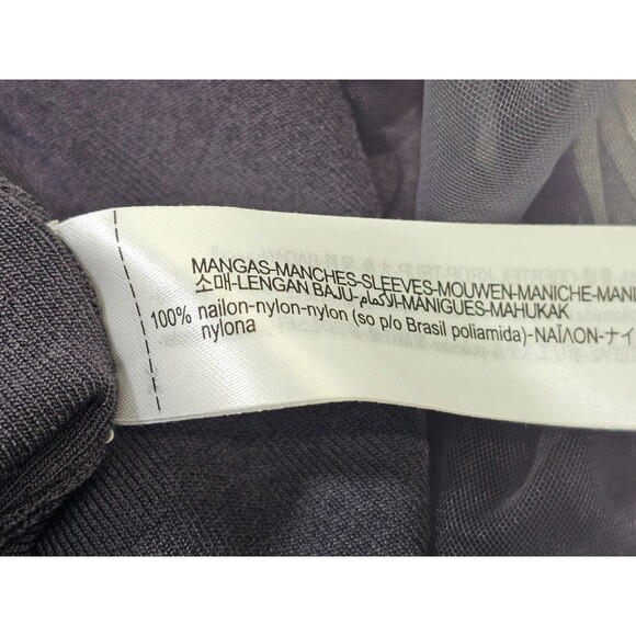 Zara Womens S Sheer Puff Sleeve Wrap Tie Cropped‎ Top Blouse Shirt Gray EUC - Picture 6 of 7
